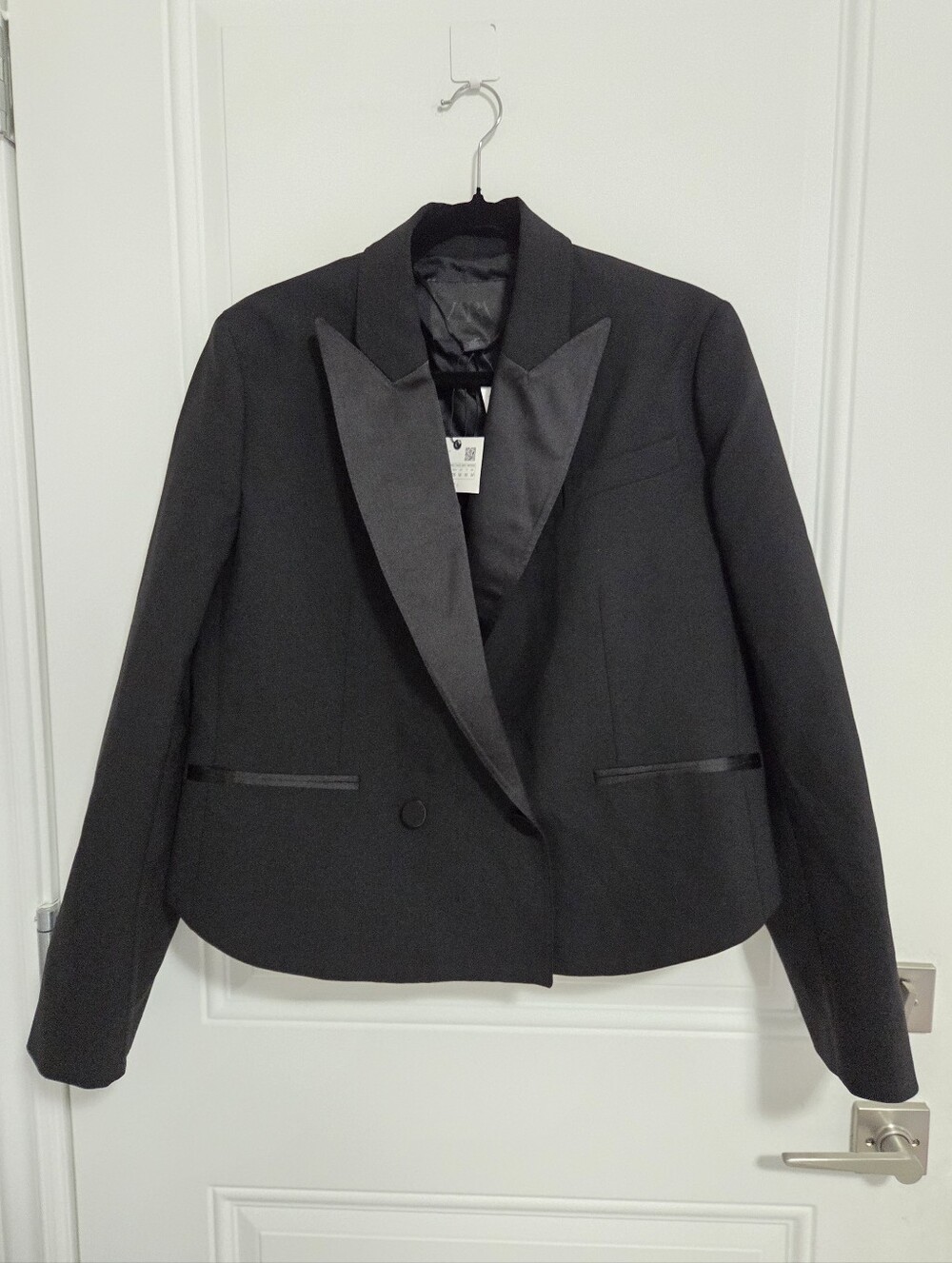 NWT - Zara Women's ZW Collection Cropped Tuxedo Wool Blended Blazer - Size M